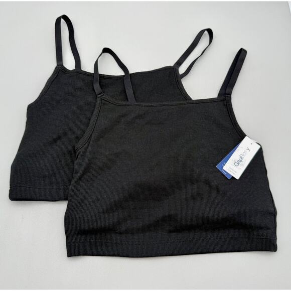 Gap Body Bralette XS Black Cotton Rib Lounge Athleisure Stretch NEW NWT - Picture 2 of 5